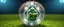 Placeholder: highly regular and hairy transparent soccer ball space ship with green alien director men inside, front flaps, ailrons, smiling welcoming, reading scrolls