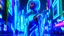 Placeholder: Futuristic woman with glowing neon blue hair walking elegantly, wearing reflective metallic fabric tight dress, holographic skyscrapers in the background, multicolored neon lights illuminating the wet streets, floating giant screens, flying vehicles crossing the night sky, ultramodern cyberpunk atmosphere, hyperrealistic sci-fi style
