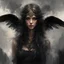 Placeholder: Dark and ethereal, the angel's black wings spread. Each wing carried with it an ancient story, a deep secret that hid in the shadows. cinematic detailed mysterious sharp focus high contrast dramatic volumetric lighting, :: mysterious and dark esoteric atmosphere :: digital matte painting by Jeremy Mann + Carne Griffiths + Leonid Afremov,, dramatic shading, detailed face