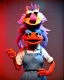 Placeholder: Pub, hybrid character, waitress woman with monster muppet mask that covers her entire head, retro style, Sesame Street style, smooth, unreal engine 5, god lights, ray tracing, RTX, lumen lighting, ultra detail, volumetric lighting, 3d.