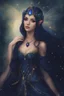 Placeholder: Midnight blue,Dark blue hair,night,dark fairy princess ,elven crown,elven ears,sparkle,glitter,gold armor,dragonflies,rapunzel hair,water lilies