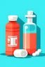 Placeholder: Design a flat-style medicine bottle prop suitable for a mini-game challenge in a mobile game, while aligning with the flat design aesthetic. Create a visually appealing and recognizable representation of a generic medication container, ensuring it complements the charm of the nurse kitty character. The medicine bottle should convey importance and functionality, serving as a key element in various gameplay scenarios. Create a flat, two-dimensional representation of a cylindrical bottle shape wit