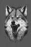 Placeholder: A picture of a angry wolf's face And his mouth is closed , with precise details, a black and white line drawing color, no background, The picture is vertical on the face show