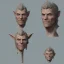 Placeholder: dungeons and dragons, fantasy, goblin, king, ochre skin, watercolour, distinct face, portrain, head