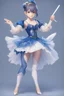 Placeholder: ballerina outfit, blue tones in the style of genshin impact