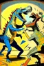 Placeholder: Dinosaur fight Picasso style