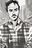 Placeholder: man with scruffy hair, stubble and a judgmental facial expression comic book style