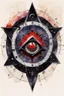 Placeholder: ink wash and watercolor illustration of the symbol of an ancient Catalan female vampire coven , in the form of highly detailed 12 sided star with the all seeing eye at its center lapel pin, in the graphic novel style of Bill Sienkiewicz, Jean Giraud Moebius, and Enki Bilal