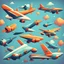 Placeholder: stylized planes 2d top