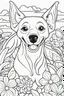 Placeholder: coloring book page of a dog