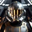 Placeholder: star wars bald male corellian pilot wearing dark gunmetal grey and black First Order special forces TIE pilot armored flightsuit and helmet with gold trim inside the jedi temple, centered head and shoulders portrait, hyperdetailed, dynamic lighting, hyperdetailed background, 8k resolution, volumetric lighting, light skin, fully symmetric details