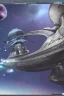 Placeholder: science fiction space station with space ship, detailed matte painting