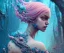 Placeholder: Insanely detailed photography of head and shoulder or a young beautiful woman, intricate and hyper detailed painting by Ismail Inceoglu Anna Dittmann and Alexander Fedosov CGSociety ZBrush Central fantasy art album cover art 4K 64 megapixels 8K resolution HDR. Background garden, water, blue, pink