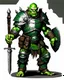 Placeholder: tabletop RPG ORC MALE WARRIOR IN STEEL ARMOR Evil rpg art no background green