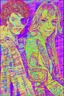 Placeholder: glitchy plaid and paisley outlines of people; Lowbrow post-modern pop art with a designer twist