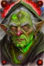 Placeholder: Portrait of a larger than life, mountainous goblin sorcerer, with a giant gem on his forehead, wrinkled green and grey skin, in the style of Artwork by Albert Lynch, sinking deep into bittersweet melancholia, dark angry eyes, 70s psychedelic drawings, alex grey, sense of awe, pale skin, night, dark twisted fantasy, macabre fine art