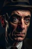 Placeholder: alcoholic private investigator, middle aged, facial scar, crooked nose, portrait grimdark 1920