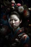 Placeholder: photorealistic artistic portrait of a geisha Lee Hi Epic cinematic brilliant stunning intricate meticulously detailed dramatic atmospheric maximalist digital matte painting. Botanical details tangling in the skin, flowers and insects