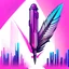 Placeholder: Flat vector logo of a #quill pen, #cyberpunk pink, trending on Dribbble, gradient color scheme, white background