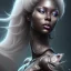 Placeholder: fantasy magic, intricate, sharp focus, illustration, highly detailed, digital painting, concept art, matte, masterpiece head sexy front view black African beauty space lady silver carp skin one head blonde space night