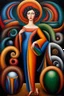 Placeholder: Woman, fantasy style by artist "Catherine Abel" highly detailed elegant beautiful crisp quality, colourful, Renaissance, by artist "Jean Bapiste Sponge",by artist "Tarsila do Amaral"