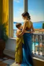 Placeholder: Neoclassicism mother with child in her arms waiting whole body zoom out realistic cote d'azur painting from the back