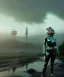 Placeholder: Ultra Realistic retro sci-fi 1960 scene, waist up view portrait, blonde woman, sweet young Marilyn Monroe face, perfect iris, tight latex coat, Strange planet background, Retro sci-fi style helmet, fog, rain, soft color, highly detailed, unreal engine 5, ray tracing, RTX, lumen lighting, ultra detail, volumetric lighting, 3d, finely drawn, high definition, high resolution.