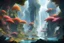 Placeholder: Planet Avatar: Suspended mountains, huge waterfalls, colorful leaves, Nahuat people in harmony with nature, glowing flowers, fluttering suspended plants, giant forest trees.