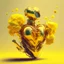 Placeholder: golden robot electric heart with tree wings