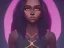 Placeholder: Portrait of a pretty dark skinned witch child with dark curly hair