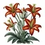 Placeholder: Western Red Lily botanical illustration on white background, natural color, vignette