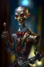 Placeholder: oil painting portrait of smirking robot vampire holding stiletto dagger, bokeh , high detail, smooth render, prize winning