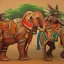 Placeholder: african tribal gods riding an indian elephant painting