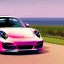 Placeholder: concept, art, high quality, sport car, porshe 911, 911, porshe on the nature, porshe pink color,landscape background, sunny, ultra high quality, realistic, cinematic, good weather, green nature