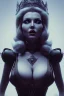 Placeholder: Rita Hayworth as evil queen in black leather, busty, cleavage, curvy, angry, stern look. character design by cory loftis, fenghua zhong, ryohei hase, ismail inceoglu and ruan jia. unreal engine 5, artistic lighting, highly detailed, photorealistic, fantasy