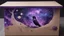 Placeholder: a box 10 cm long by 5 cm wide and 25 cm high, drawn on a box on all sides, space, tress, planets, crow galaxies a lot of colours purple, very realistic