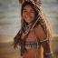 Placeholder: Woman smiling, pretty face, face is pretty, face is highly detailed, wearing primitive bikini, native clothing, primitive, highly detailed, extremely detailed, crisp, photo, high quality, real life, laying down, symmetrical, full body portrait