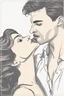 Placeholder: create bookcover. Young Polish woman passionately kisses Italian guy. His wife is kissing the gils' neck