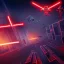 Placeholder: spanish illustrator, owl flying, vertigo, metal, red eyes, bombed city background, neon lights, star wars, dystopic, 8k, real engine