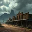 Placeholder: a small wild west town with gloomy skies fantasy art