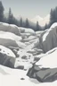 Placeholder: Drawn rocks on a snowy landscape