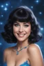 Placeholder: full color, facial portrait, smiling 18-year-old Betty Rubble with (((Black Hair))), (((blue eyes))), (((Blue ribbon in her hair))), 32k, UHD, Professional Photo -- Botany - Starry - Retro Pop - Dark Fantasy - Horror - Festive - Realistic - 32k, UHD, professional quality, 8 x 10 digital photograph