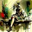 Placeholder: girl sitting on a bench. Alex Maleev