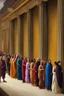Placeholder: People standing in a line to vote classical painting