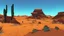 Placeholder: desert city far in the background comic style