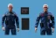 Placeholder: Mike Pence as G.I. Joe Doll toy With a pistol space force Commander Blue fabric uniform, black Moonboot in plastic packaging