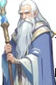 Placeholder: a drawing of a wizard holding a wand, by Kanbun Master, reddit, hurufiyya, he is a long boi ”, dwarf with white hair, discord profile picture, semi realistic