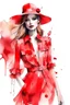 Placeholder: Watercolor fashion red sketch