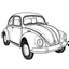 Placeholder: coloring page, no shadow, no shading , High Quality Pixels a Cute and Playful kawaii Volkswagen Beetle , thick line , blod line, very low details, with white background, simple coloring page