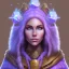 Placeholder: D&D character, female, druid, nature, tan skin, purple galaxy cloak, bust